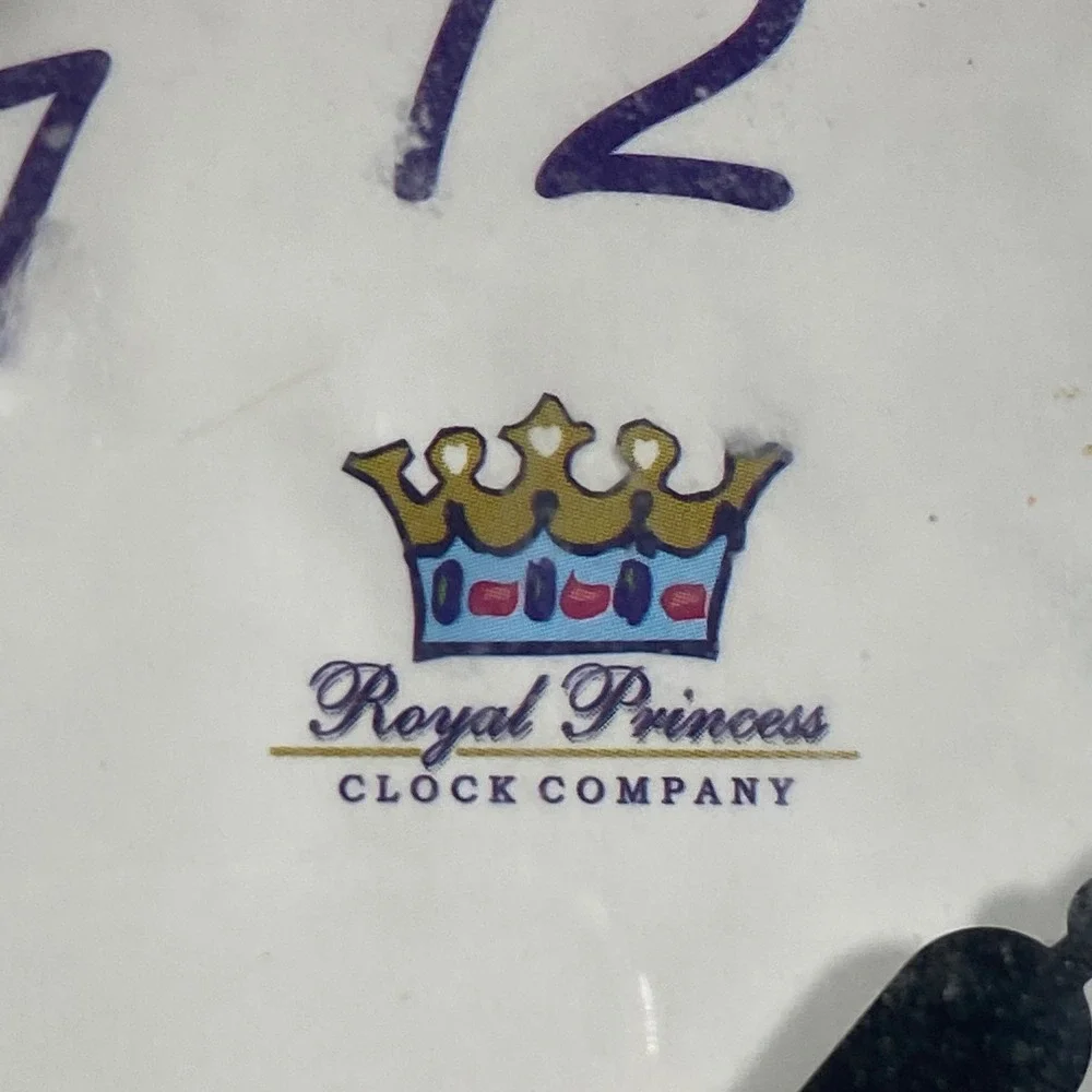 Royal Princess Clock Company Purple Pink Crystal Silver‎ Tone Wall Clock Quartz